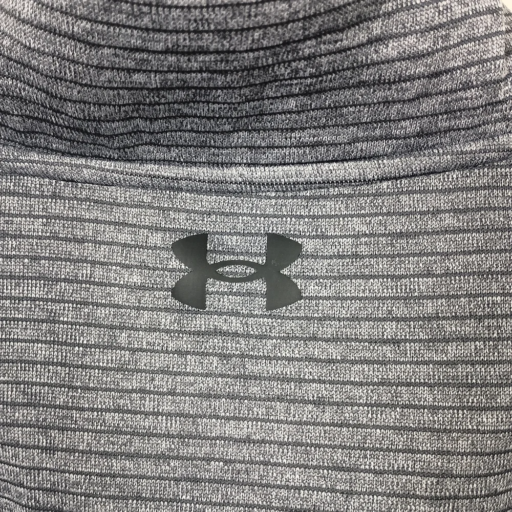 Under Armour Golf Pullover 2XL Mens Gray Striped 1/4 Zip Loose Storm Fleece